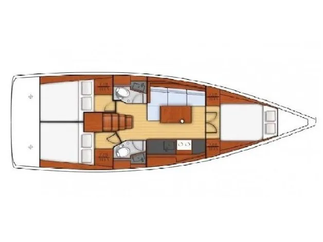 Floor plan of Sea Wolf, a Beneteau Oceanis 38.1 sailboat at Punta Ala, Italy