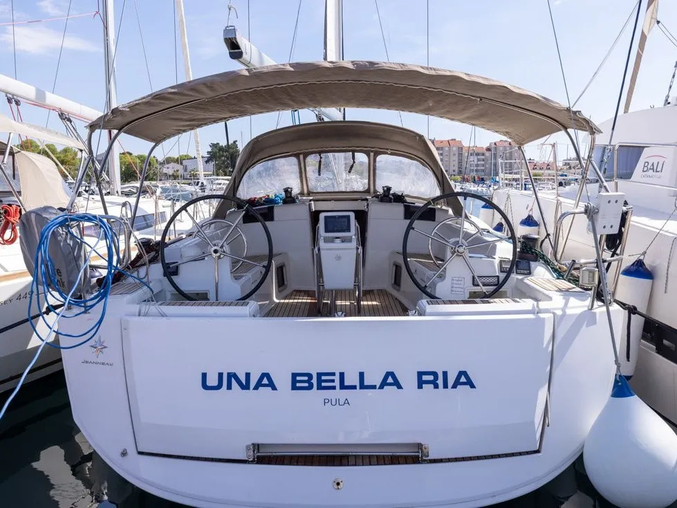 Exterior view of Una Bella Ria, a Jeanneau Sun Odyssey 449 sailboat at Izola / Isola, Slovenia