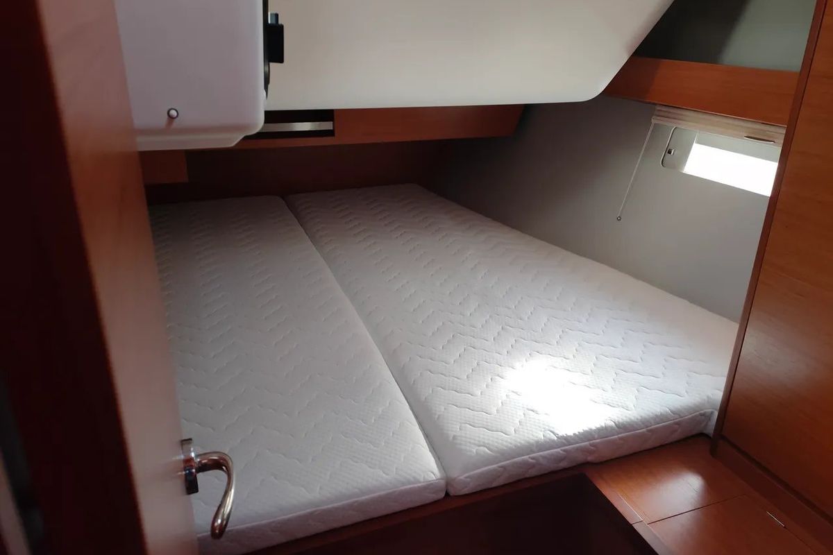 Cabin on Malime, a Dufour 430 GL sailboat at Procida, Italy