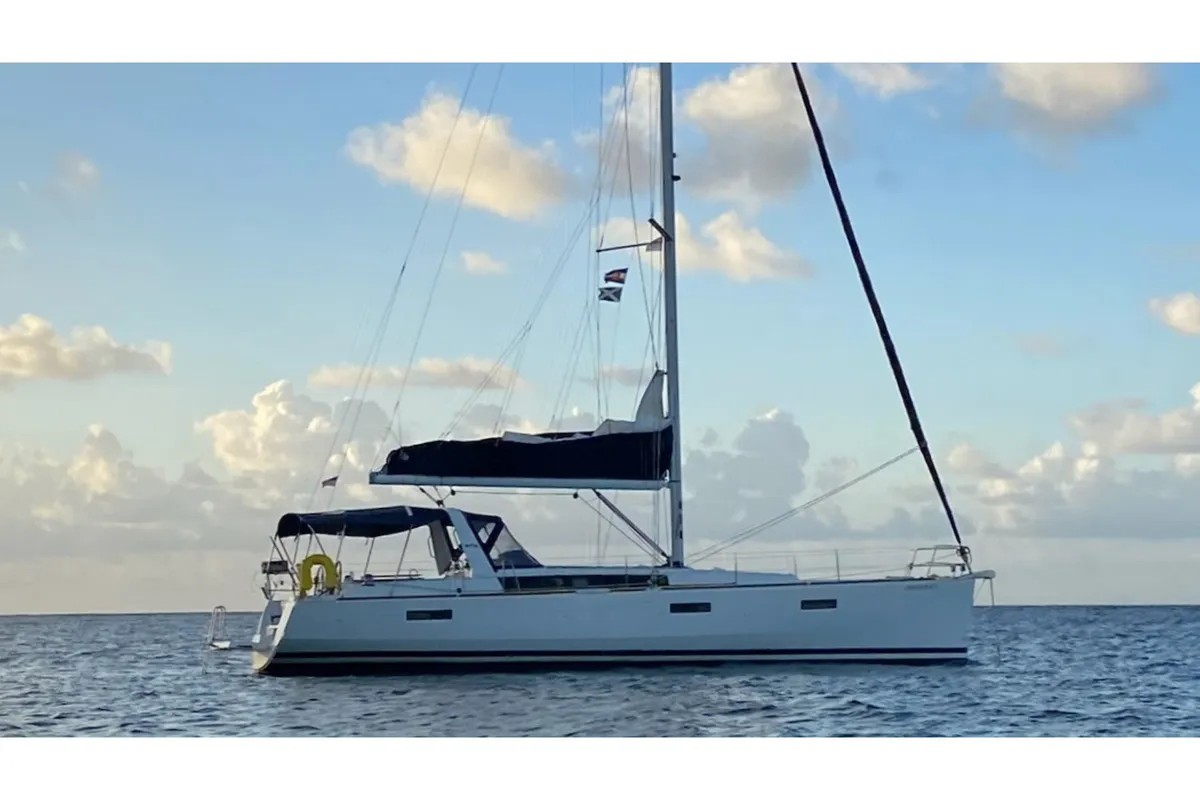 Exterior view of Spindrift, a Beneteau Oceanis 45 sailboat at Road Town, British Virgin Islands