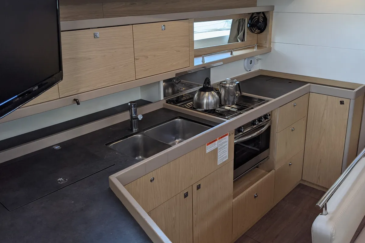 Galley of Spindrift, a Beneteau Oceanis 45 sailboat at Road Town, British Virgin Islands