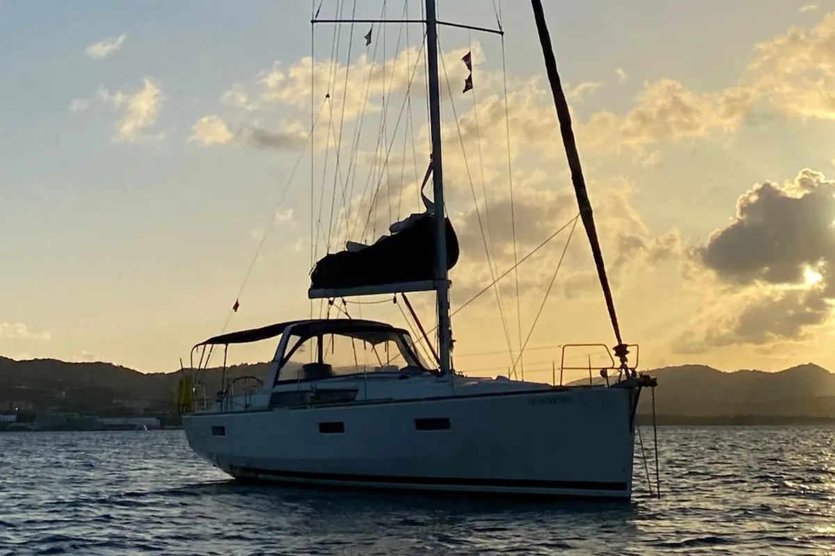 Exterior view of Spindrift, a Beneteau Oceanis 45 sailboat at Road Town, British Virgin Islands