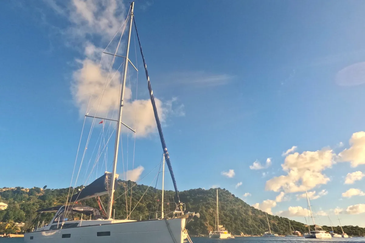 Exterior view of Spindrift, a Beneteau Oceanis 45 sailboat at Road Town, British Virgin Islands