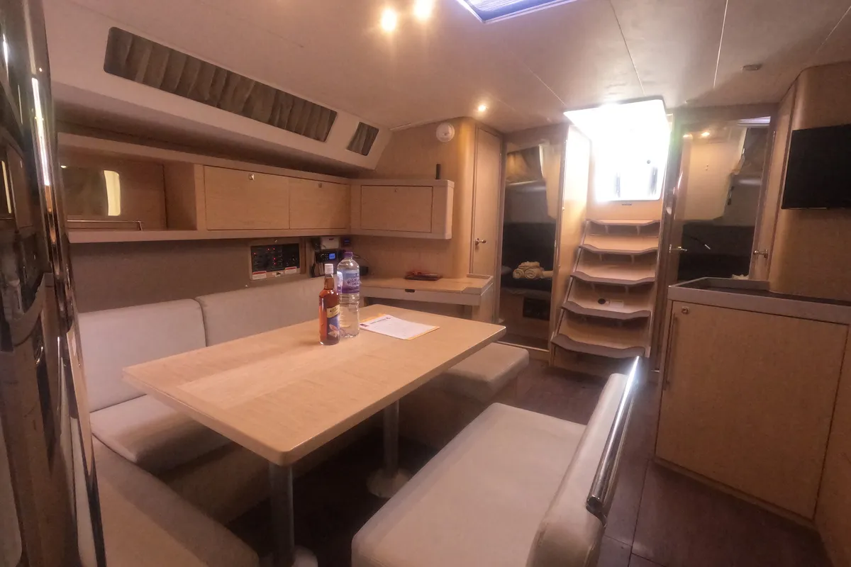 Salon of Spindrift, a Beneteau Oceanis 45 sailboat at Road Town, British Virgin Islands