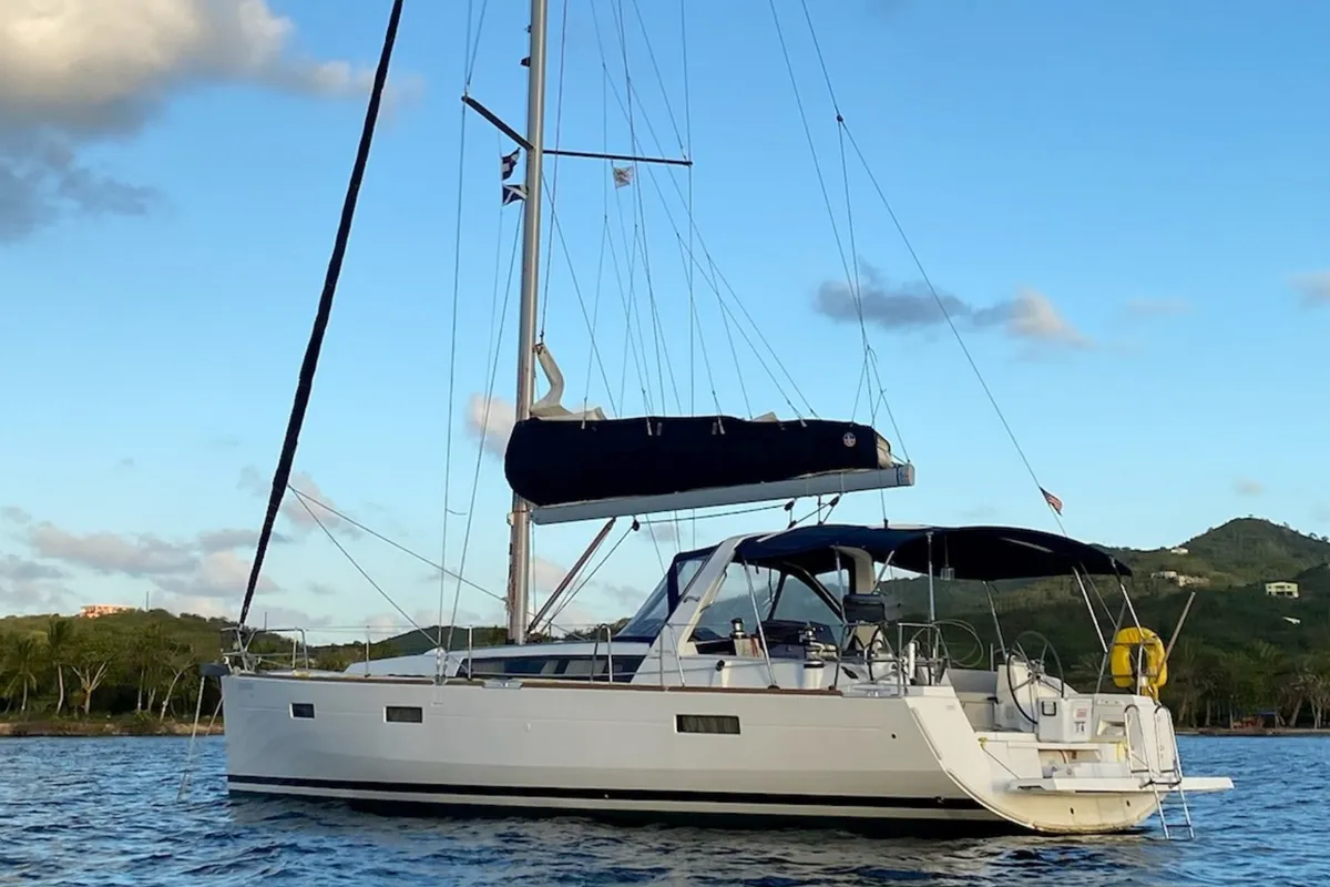 Exterior view of Spindrift, a Beneteau Oceanis 45 sailboat at Road Town, British Virgin Islands