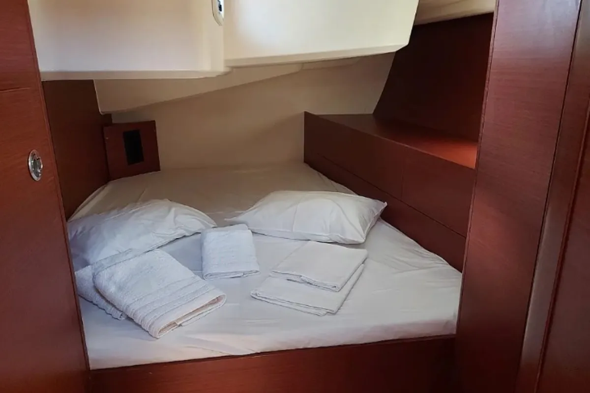 Cabin on Aktea, a Hanse 508 sailboat at Lavrion, Greece