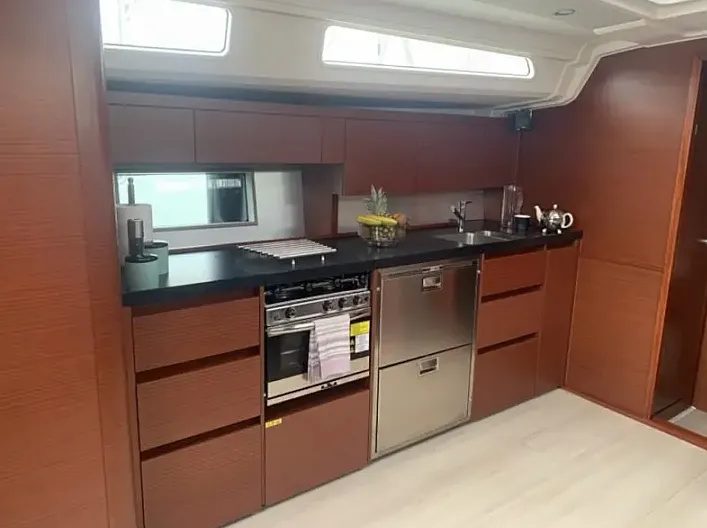 Galley of Aktea, a Hanse 508 sailboat at Lavrion, Greece