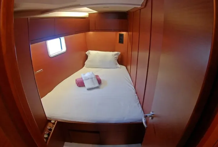Cabin on Aktea, a Hanse 508 sailboat at Lavrion, Greece