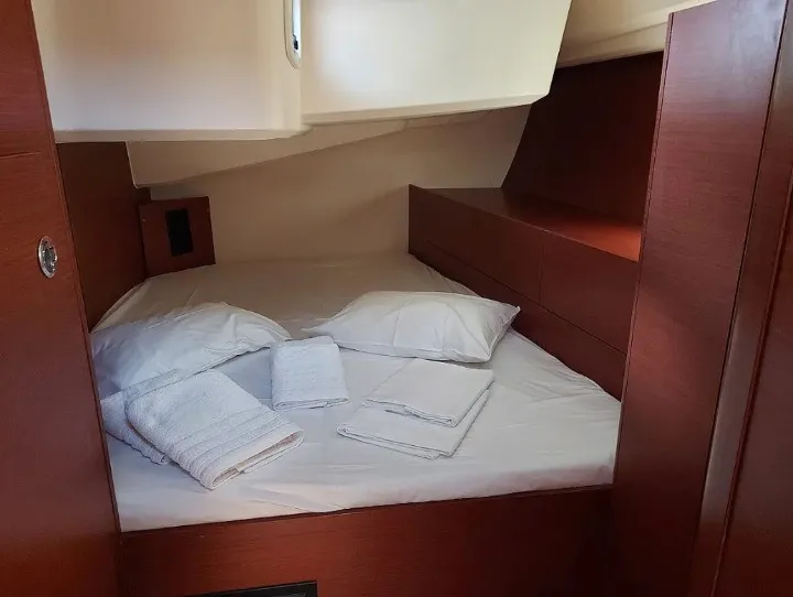 Cabin on Aktea, a Hanse 508 sailboat at Lavrion, Greece