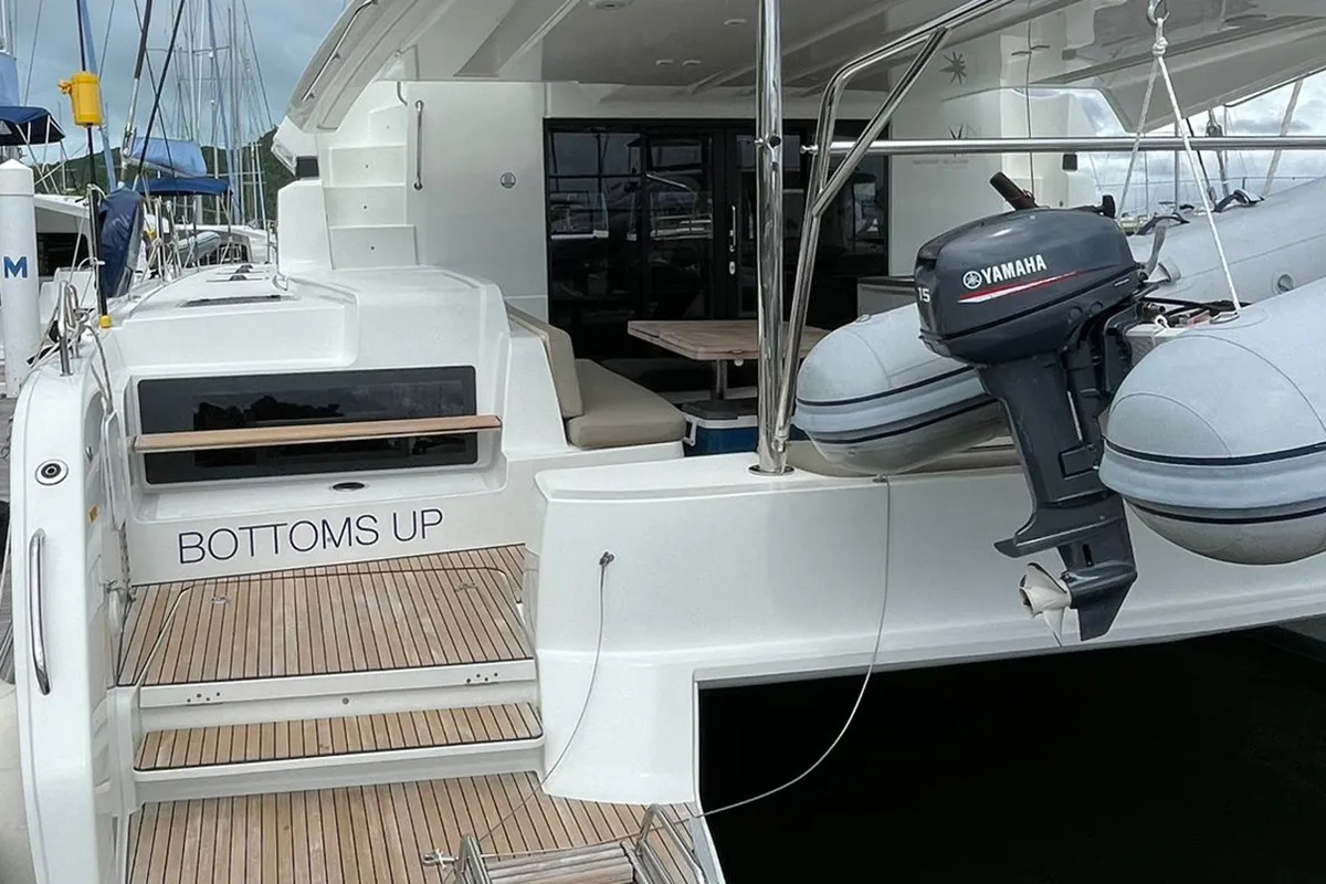 Deck of Bottoms up_X, a Lagoon 50 catamaran at Road Town, British Virgin Islands