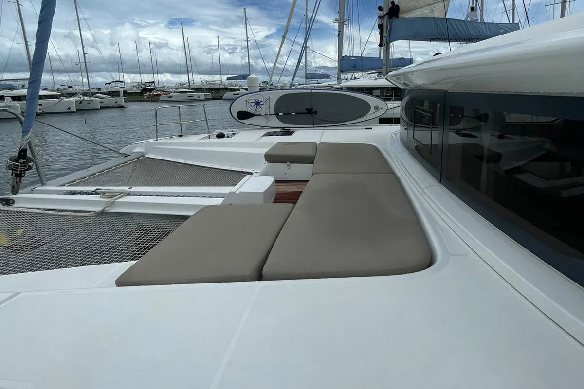 Deck of Bottoms up_X, a Lagoon 50 catamaran at Road Town, British Virgin Islands