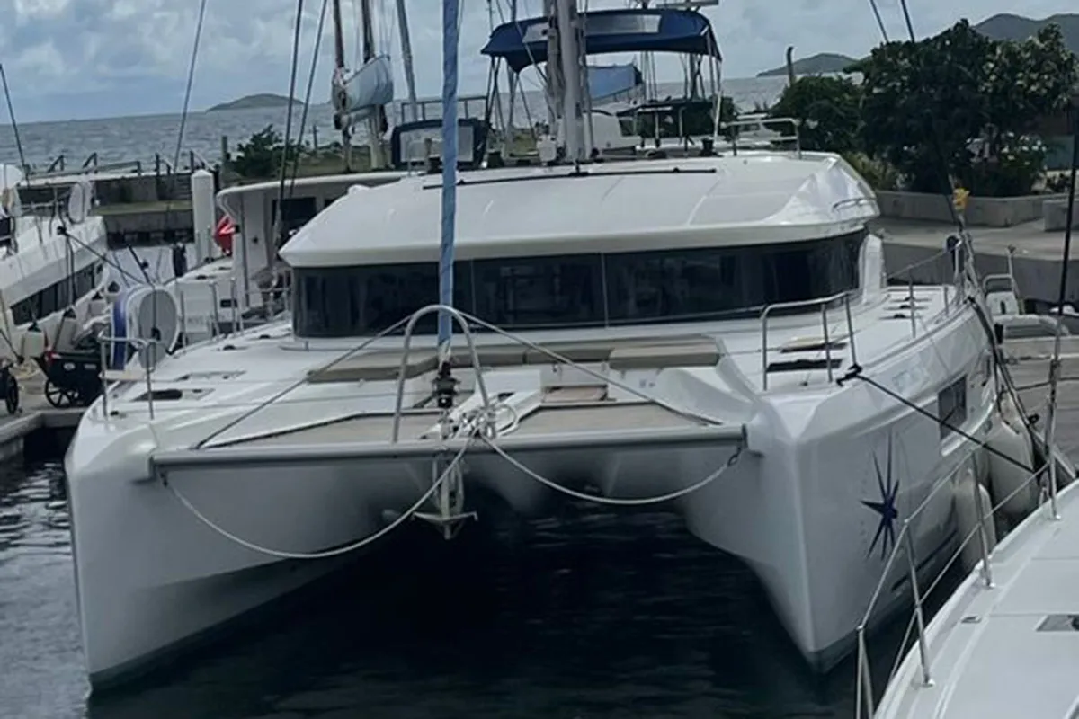 Exterior view of Bottoms up_X, a Lagoon 50 catamaran at Road Town, British Virgin Islands