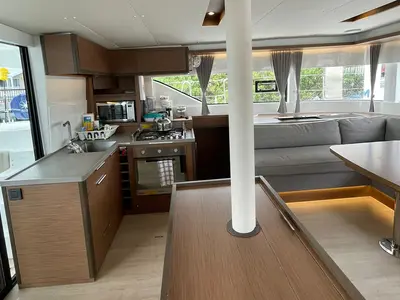 Galley of Bottoms up_X, a Lagoon 50 catamaran at Road Town, British Virgin Islands