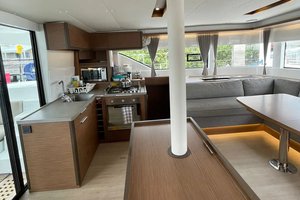 Galley of Bottoms up_X, a Lagoon 50 catamaran at Road Town, British Virgin Islands