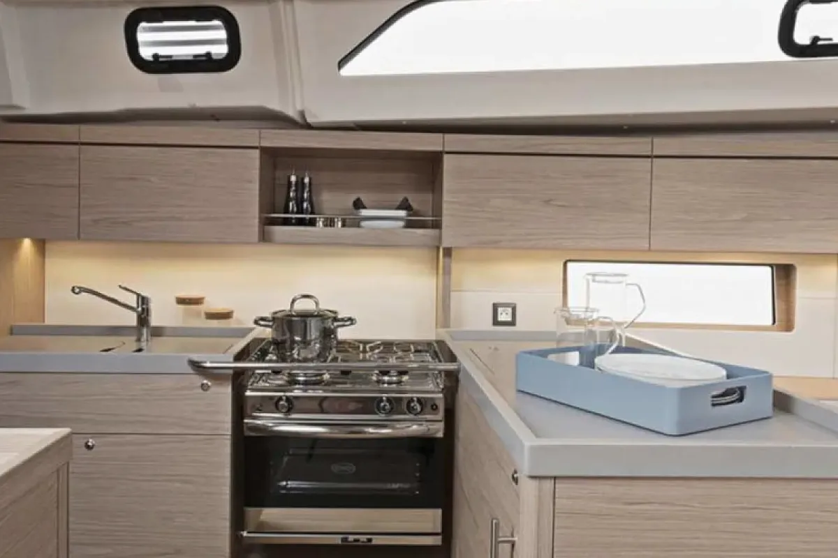 Galley of Oceanis 461/3/3 Premium, a Beneteau Oceanis 461 sailboat at Road Town, British Virgin Islands