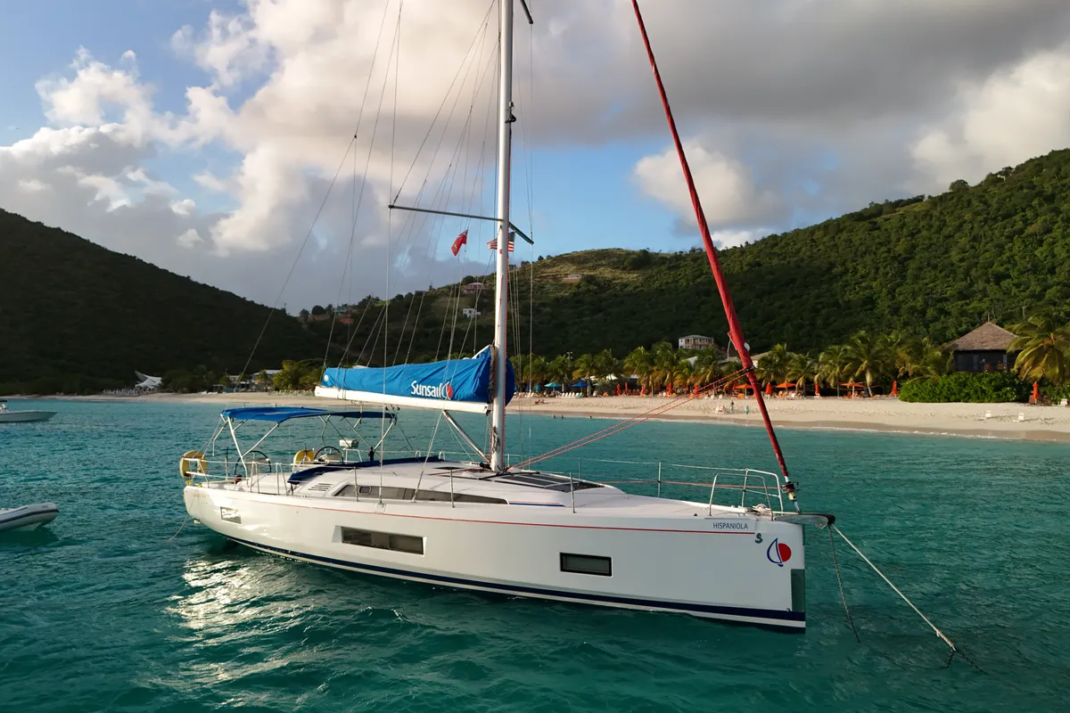Exterior view of Oceanis 461/3/3 Premium, a Beneteau Oceanis 461 sailboat at Road Town, British Virgin Islands