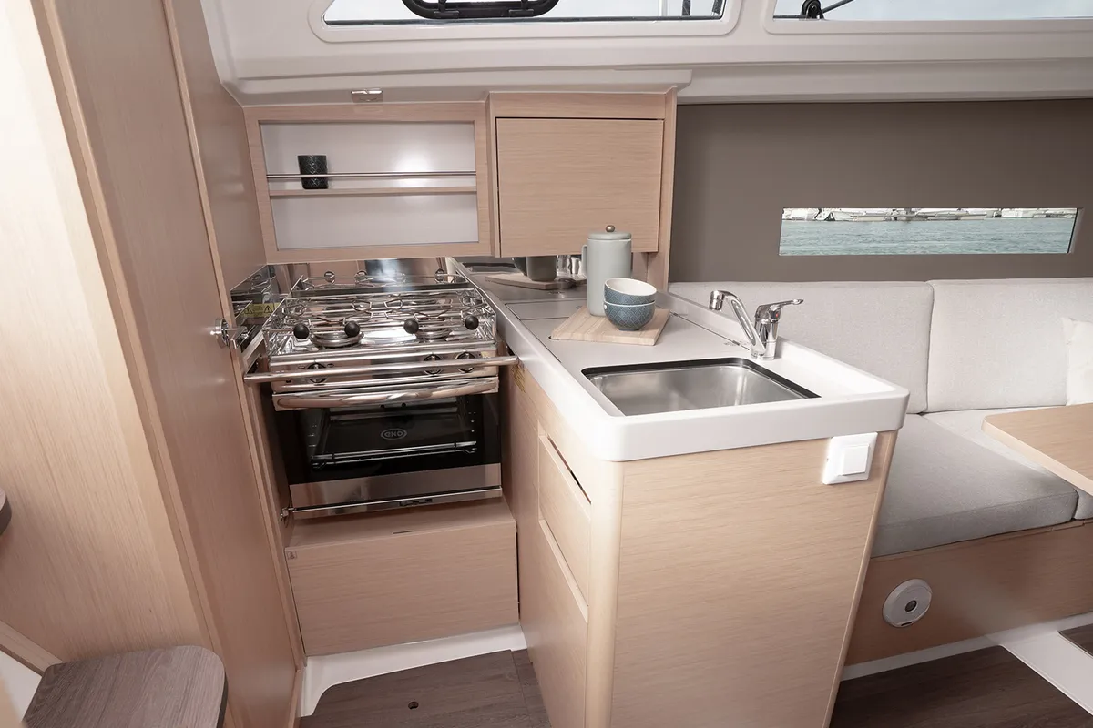 Galley of Agavi, a Beneteau Oceanis 30.1 sailboat at Volos, Greece