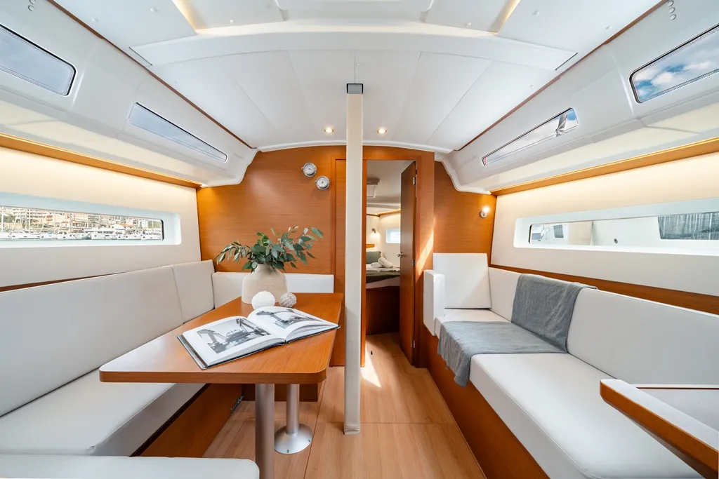 Salon of Filippos II, a Jeanneau Sun Odyssey 380 sailboat at Kos, Greece