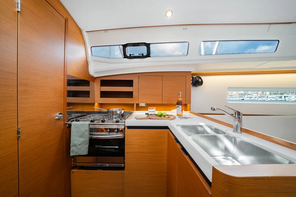 Galley of Filippos II, a Jeanneau Sun Odyssey 380 sailboat at Kos, Greece