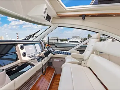 Cockpit of Parr T On, a Sea Ray 60 Sundancer motorboat at Stock Island, United States