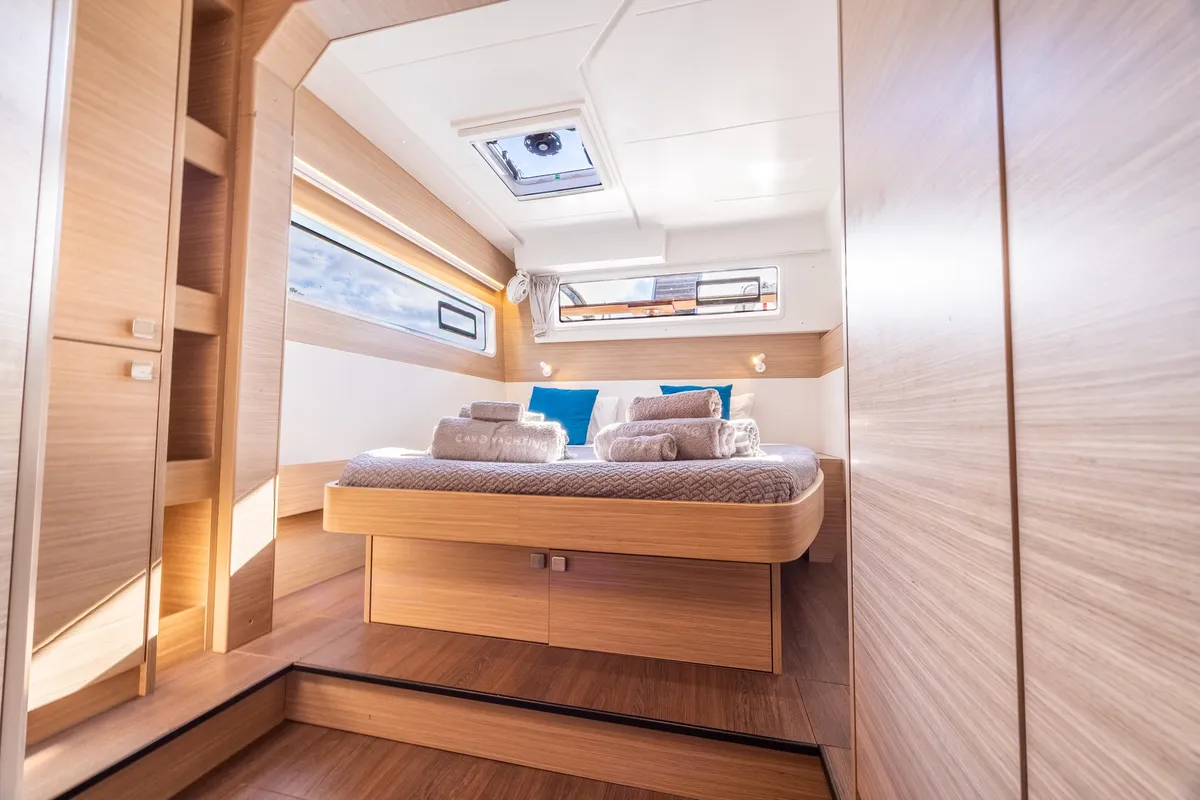 Cabin on NEMI, a Lagoon 43 catamaran at Municipal Unit of Lefkada, Greece