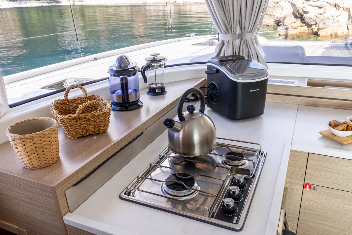 Galley of NEMI, a Lagoon 43 catamaran at Municipal Unit of Lefkada, Greece