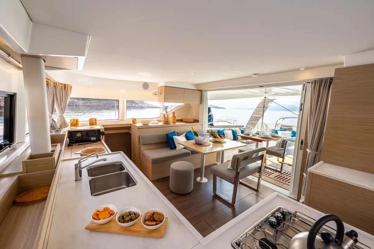 Galley of NEMI, a Lagoon 43 catamaran at Municipal Unit of Lefkada, Greece