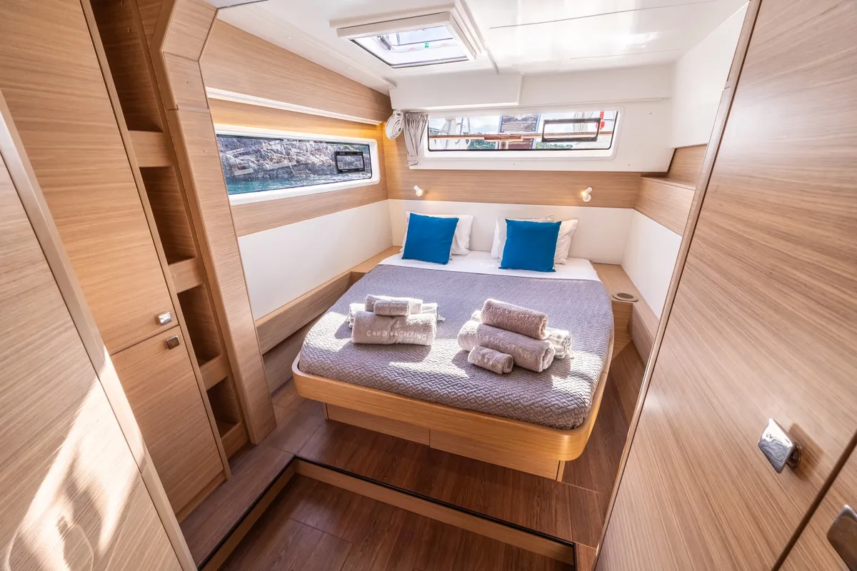 Cabin on NEMI, a Lagoon 43 catamaran at Municipal Unit of Lefkada, Greece