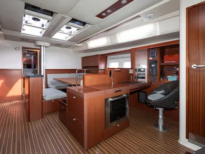 Salon of Star Princess, a Hanse 575 sailboat at Primošten, Croatia