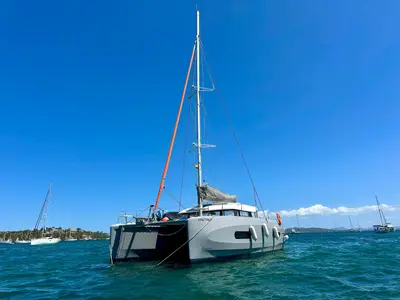 KAZBEGI, a Excess 11 catamaran at Port de Pollença, Spain