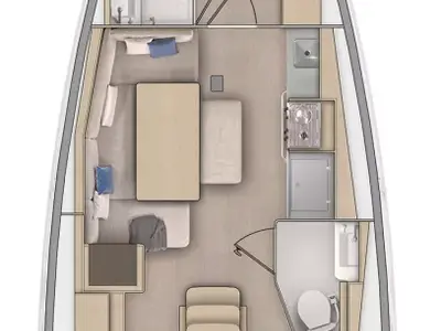 Floor plan of Uraz, a Beneteau Oceanis 37.1 sailboat at Marmaris, Turkey