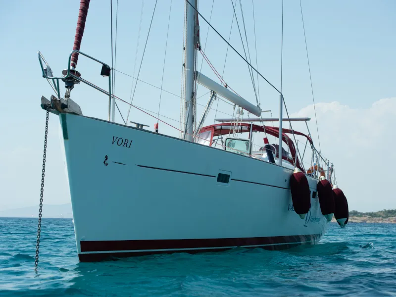 Exterior view of Vori, a Beneteau Oceanis 473 sailboat at Athens, Greece