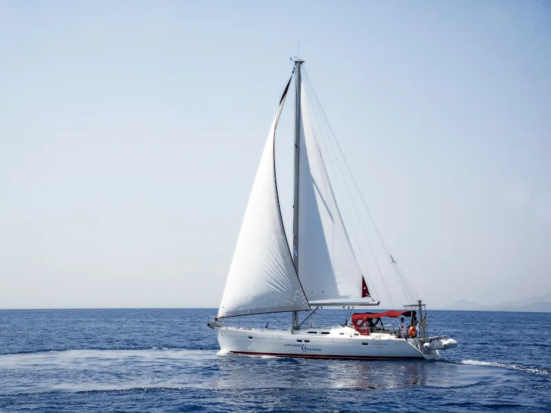 Exterior view of Vori, a Beneteau Oceanis 473 sailboat at Athens, Greece