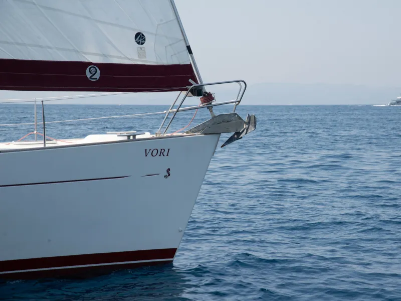 Exterior view of Vori, a Beneteau Oceanis 473 sailboat at Athens, Greece