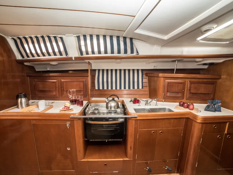 Galley of Vori, a Beneteau Oceanis 473 sailboat at Athens, Greece