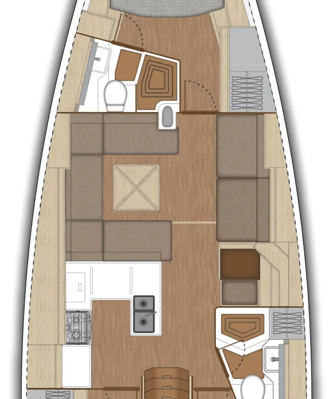 Floor plan of Penelope, a X-Yachts XC 47 sailboat at Lavrion, Greece