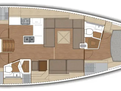 Floor plan of Penelope, a X-Yachts XC 47 sailboat at Lavrion, Greece