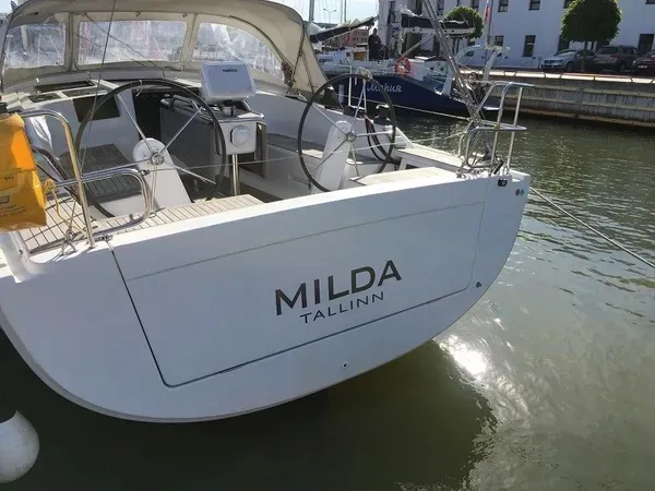 Exterior view of Milda, a Hanse 385 sailboat at Tallinn, Estonia