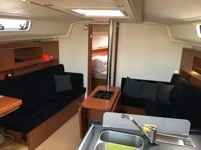 Salon of Milda, a Hanse 385 sailboat at Tallinn, Estonia