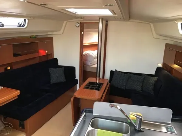 Salon of Milda, a Hanse 385 sailboat at Tallinn, Estonia