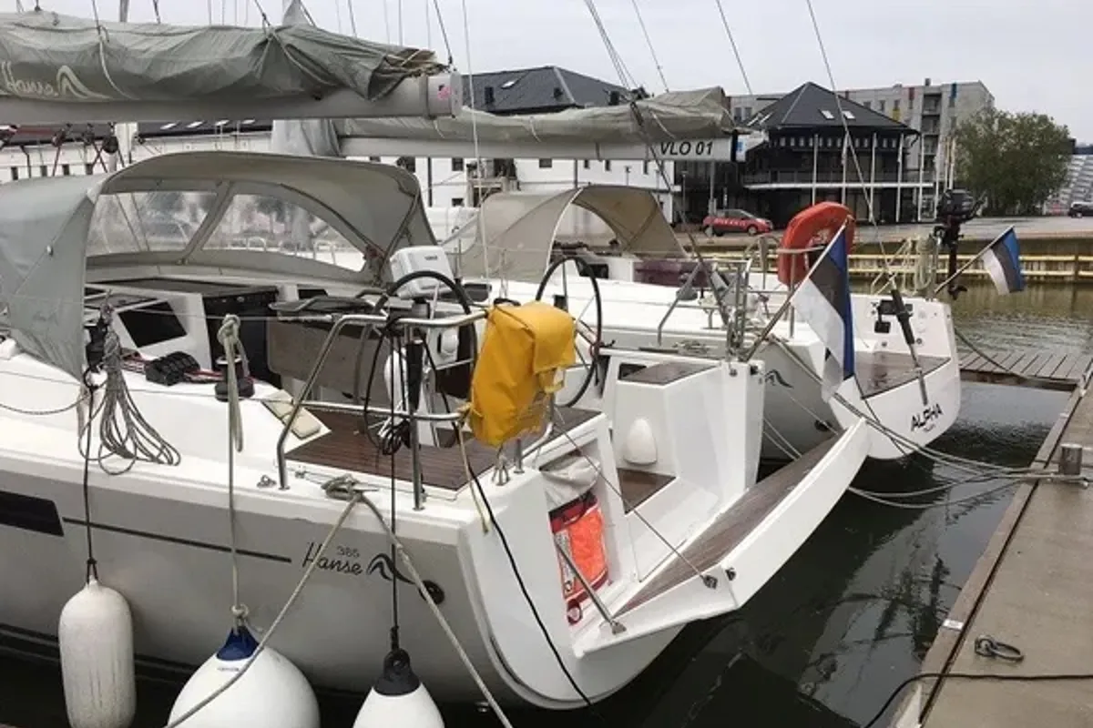 Exterior view of Milda, a Hanse 385 sailboat at Tallinn, Estonia