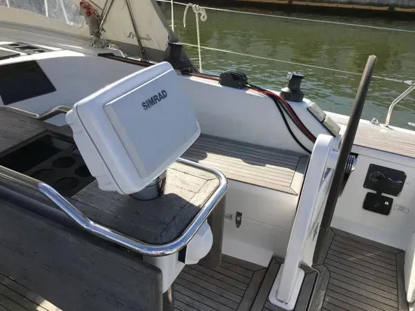 Cockpit of Milda, a Hanse 385 sailboat at Tallinn, Estonia