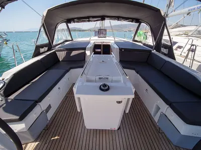Deck of Layla, a Beneteau Oceanis 46.1 sailboat at Volos, Greece