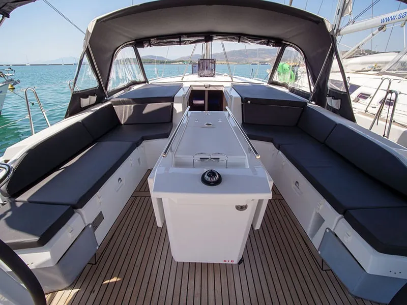 Deck of Layla, a Beneteau Oceanis 46.1 sailboat at Volos, Greece