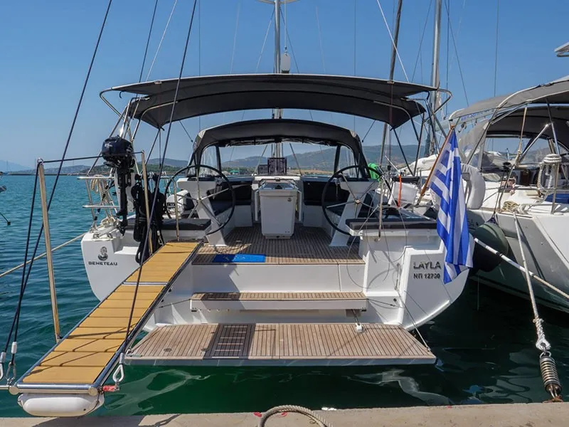 Deck of Layla, a Beneteau Oceanis 46.1 sailboat at Volos, Greece