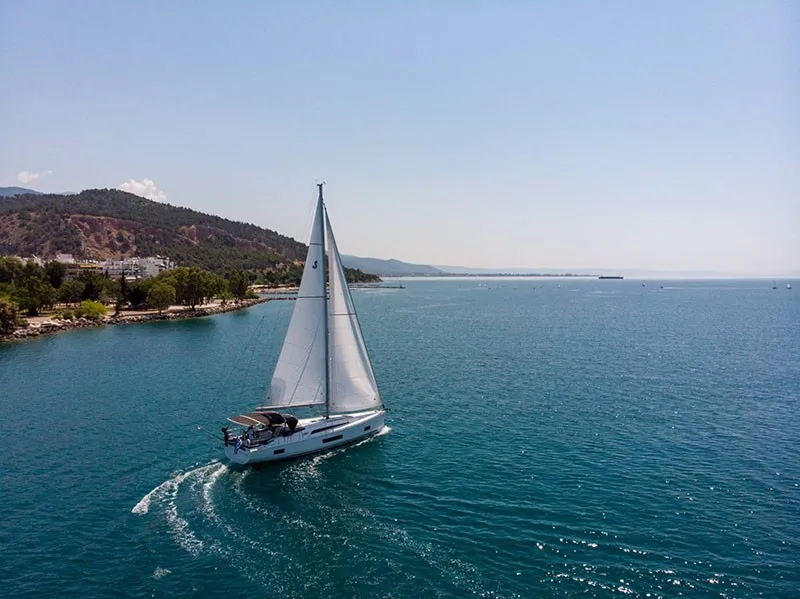 Exterior view of Layla, a Beneteau Oceanis 46.1 sailboat at Volos, Greece