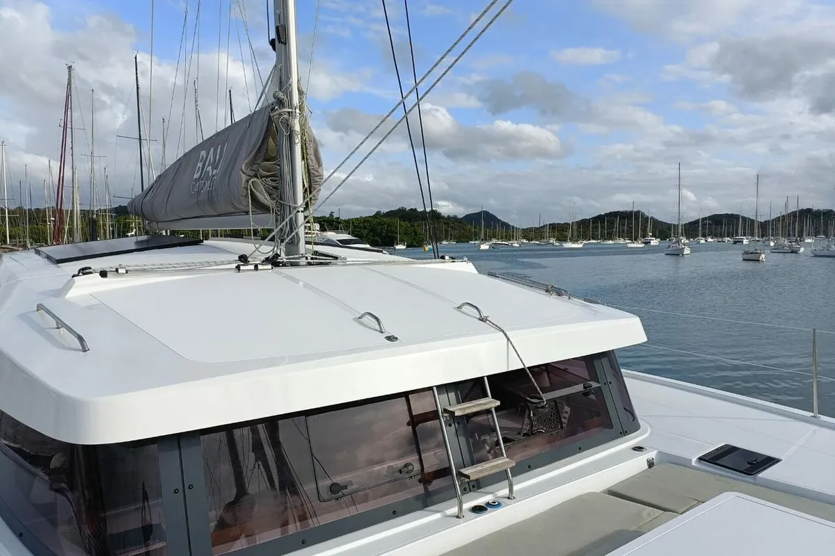 Exterior view of Poucette, a Bali Catsmart catamaran at Le Marin, France