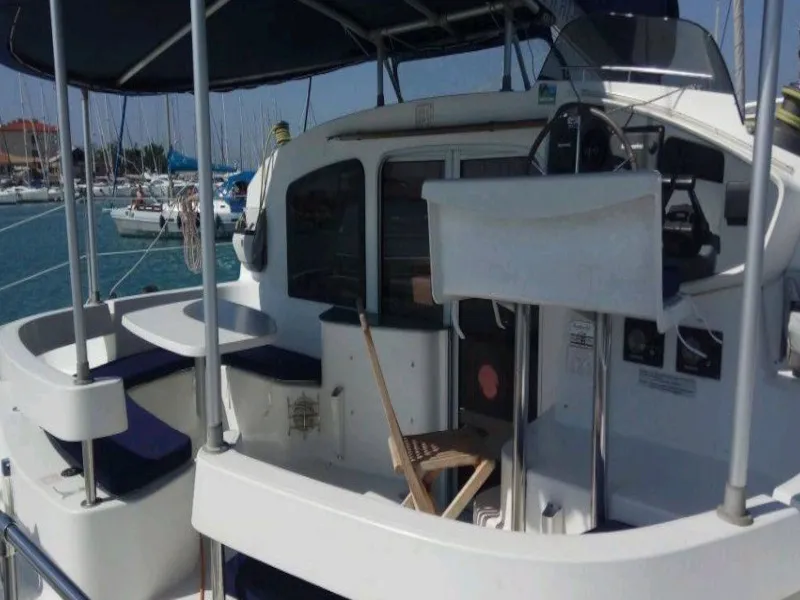 Cockpit of La Prima , a Fountaine Pajot Lavezzi 40 catamaran at Primošten, Croatia