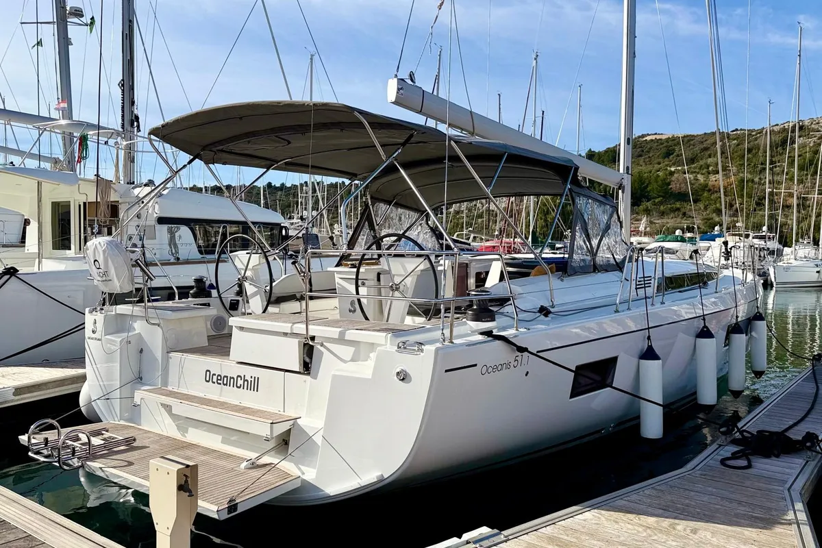 Exterior view of OceanChill, a Beneteau Oceanis 51.1 sailboat at Primošten, Croatia