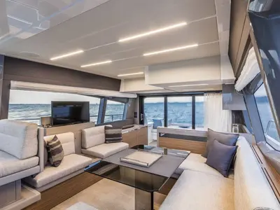 Salon of Lady Esmeralda, a Ferretti Yachts 450 motor yacht at Podstrana - Miljevac, Croatia